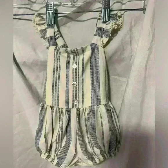Jessica Simpson Other - Jessica Simpson blue and cream romper 0-3m EUC